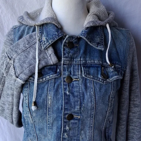 Free People Hooded Denim Jacket XS - Picture 2 of 16